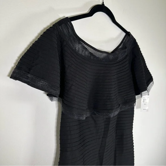 NWT $319 Tadashi Shoji Tabora Off The Shoulder Little Black Dress Size Medium - Picture 8 of 15